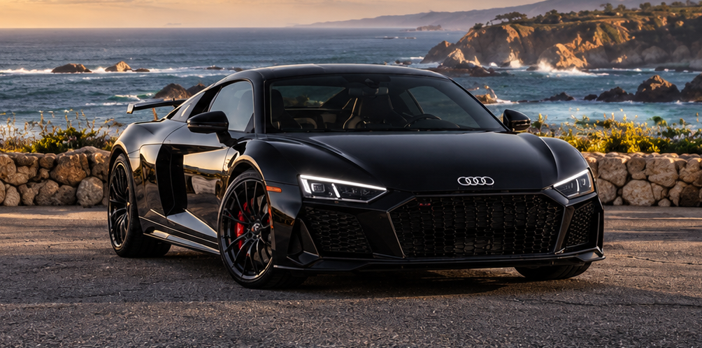 Black Audi R8 on the Monterey coast