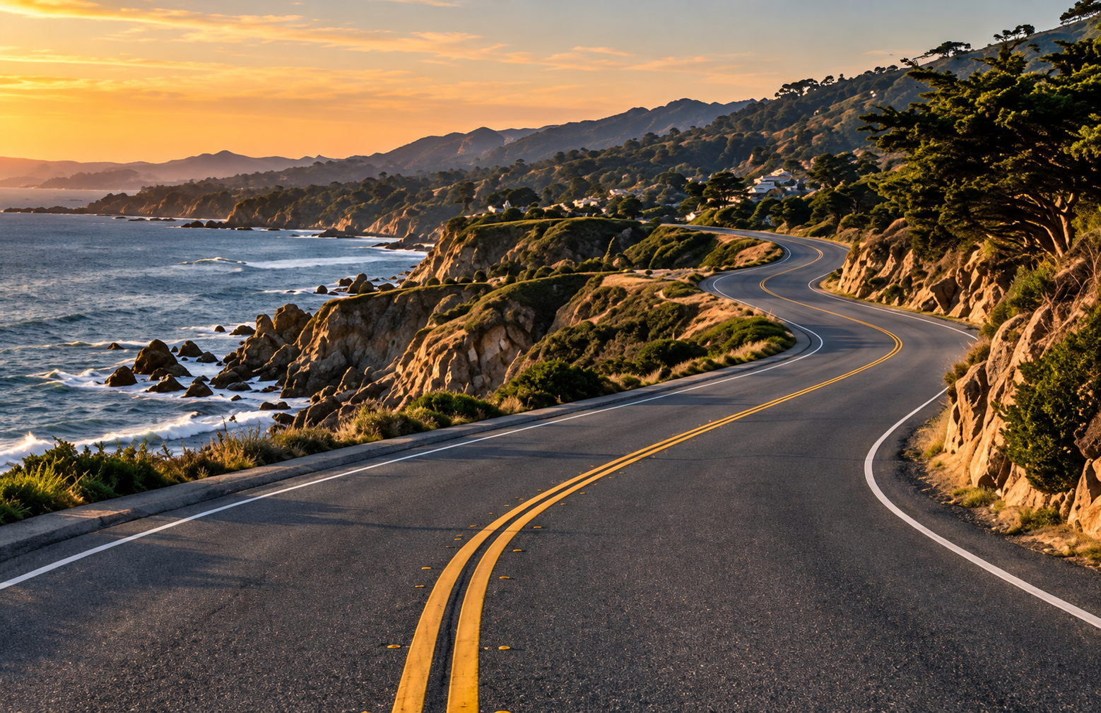 Winding California coastal road